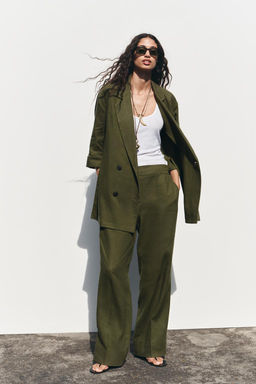 WIDE-LEG LINEN-BLEND TROUSERS - Zara фото 14