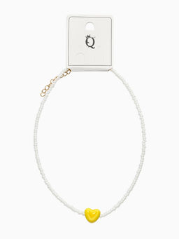 Чокер из бисера "Сердце", цвет бело-жёлтый в золоте, L=45 см
