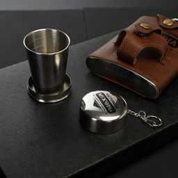 Фляжка со складной стопкой в чехле Настоящий мужчина, 240 мл / 75 мл