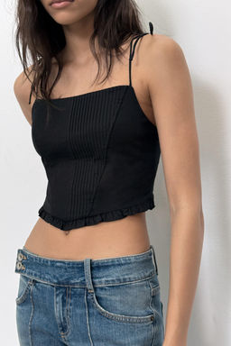 TOP CROP CORSETERO POPEL?N / Negro - Zara фото 2