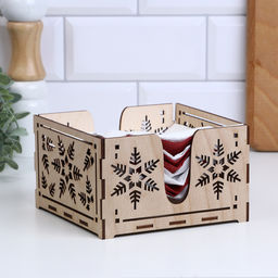 Салфетница новогодняя «Снежинка», 13×10 см, дерево