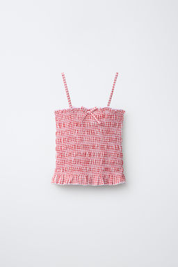 TOP NIDO DE ABEJA GOMAS CUADRO VICHY / Rojo