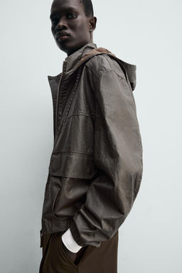 CAZADORA LINO - ALGOD?N ACABADO ENCERADO / Marr?n vigor? - Zara фото 5