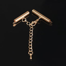 Цена за 2 шт. Концевик для браслета из бисера (пара) QF, 20 мм, металл, с цепочкой удлинителем, цвет золото