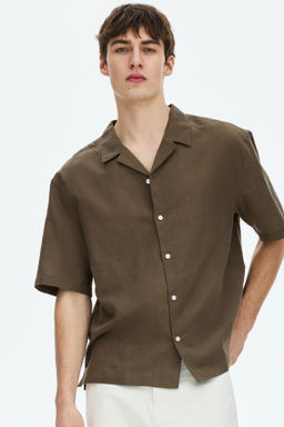 Camisa resort en mezcla de lino Relaxed Fit - H&m фото 8