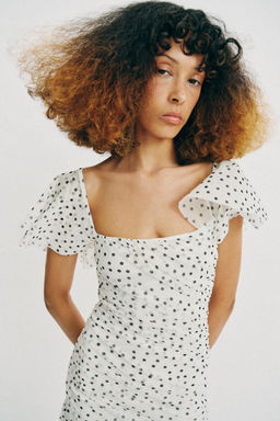 VESTIDO MIDI LUNARES / Blanco / Negro - Zara фото 4