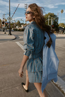 SHORT CHECKED DRESS WITH BELT AND RUFFLES - Zara фото 21
