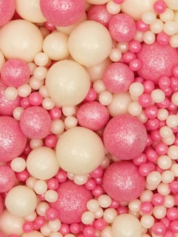 Цена за 2 шт. Кондитерская посыпка с мягким центром Жемчуг, бело-розовая, 50 г