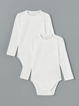 Bisiklet Yaka Uzun Kollu K?z Bebek ??t??tl? Bodysuit 2li