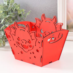 Корзинка-шкатулка для подарков «Мордочка дракона», красный, 18×12×14.5 см, (набор 5 деталей)