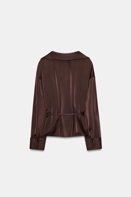 BLUSA SATINADA CINTUR?N / Marr?n chocolate - Zara фото 6