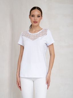 Футболка с кружевом.из хлопок 95%, лайкра 5% - Binita фото 12