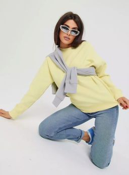 K12904 Свитшот OVER SIZE (хлопок) СВ_ЖЕЛТЫЙ