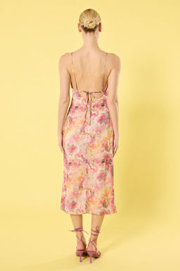 TRENDYOLMILLA Cok Renkli Soyut A Kesim S?rt Baglama Detayl? Midi Dokuma Elbise TWOSS25EL00445  фото 4