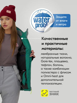 Горнолыжный костюм женский зимний бирюзового цвета 0709_1Br - Chunmai фото 4