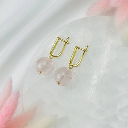 Серьги крупные из Розового кварца