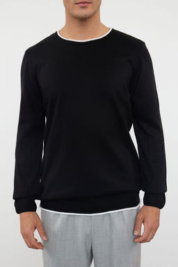 Trendyolmilla Man Lacivert Erkek Slim Fit Dar Kesim Kontrast Yaka Biyeli Kazak TMNAW21KZ2499  фото 4