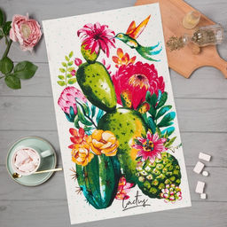 Полотенце кухонное Кактусы 35х60 см