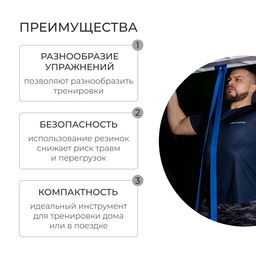 Эспандер ленточный многофункциональный ONLYTOP, 208х2,2х0,5 см, 5-22 кг, цвет синий