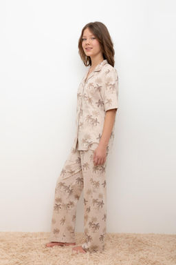 КБ 2829/бежевый,пальмы пижама для дев