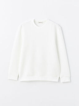 Bisiklet Yaka Uzun Kollu Erkek Dokulu Sweatshirt