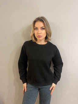 K12317 Свитшот OVER SIZE (плотный хлопок) ЧЕРНЫЙ