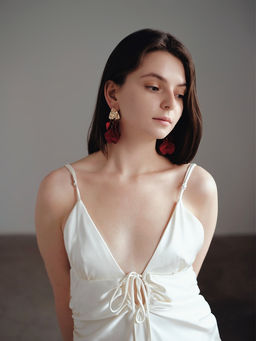 Серьги ассорти Ветер мятые треугольники, цвет красно-золотой