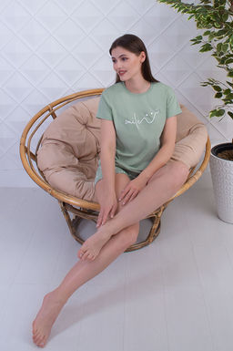 Арт. 9141 Пижама с шортами 42-50 (5 шт) Цвет:верх-полынь,низ-полынь - Калинка фото 3