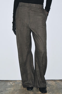ZW COLLECTION CHECKED BALLOON TROUSERS WITH WOOL - Zara фото 4