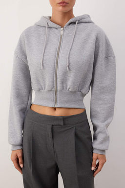 Gri Melanj Crop Oversize Orme Sweatshirt TWOAW25SW00302