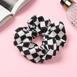 Цена за 2 шт. Резинка для волос «Орбита», клетка стиль, 12 см, чёрно-белая