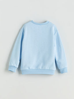 Bisiklet Yaka Bask?l? Erkek ?ocuk Sweatshirt