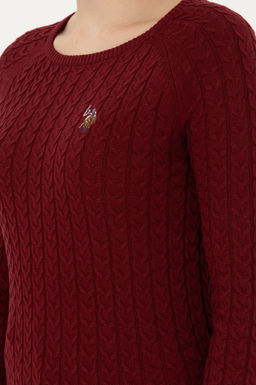 Kad_n Bordo Basic Bisiklet Yaka Kazak