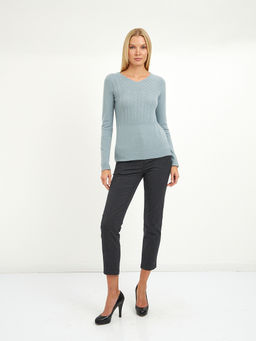 пуловер женский голубой с объемным узором - Glenfield фото 2