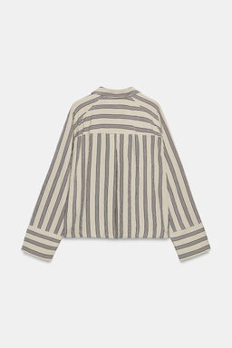 CAMISA OVERSIZE RAYAS ZW COLLECTION / Beige / Marino - Zara фото 9