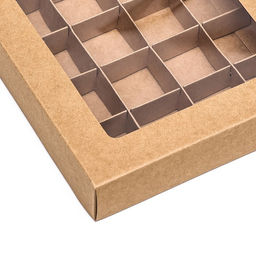 Коробка для 20 конфет, крафт, 17.7×22×3.5 см