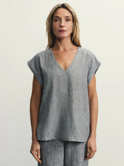 Блузка с коротким рукавом из фактурной ткани / Zarina  фото 3