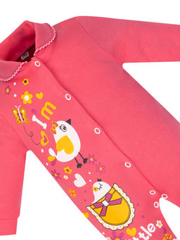 Комбинезон ясельный фуксия принт птички