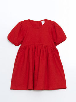 Bisiklet Yaka K?sa Kollu Basic K?z Bebek Elbise