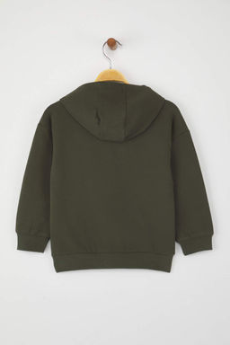 Zumrut Yesili 100% Pamuk Bask?l? Kapusonlu Oversize Orme Erkek Cocuk Sweatshirt TKDAW26SW00006 - Trendyolmilla фото 4
