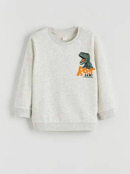 Dinozor Bask?l? Erkek ?ocuk Sweatshirt