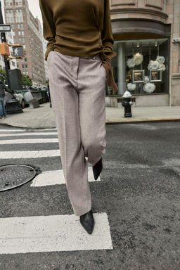 TEXTURED RUSTIC STRAIGHT-LEG TROUSERS - Zara фото 4