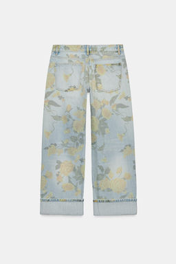 JEANS TRF LOOSE FOLDED ESTAMPADO TIRO BAJO / Celeste - Zara фото 3