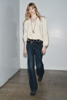 WOOL PUFF SLEEVE KNIT SWEATER