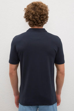 Мужская базовая футболка темно-синего цвета с воротником поло Неожиданная скидка в корзине - U.s. polo assn фото 3