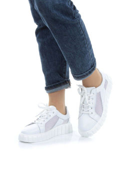 03-PDA93-1 WHITE Полуботинки спортивные женские (натуральная кожа, сетка) - No name фото 2