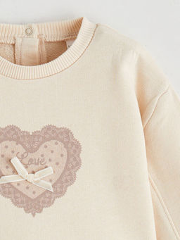 Bisiklet Yaka Kurdele Detayl? K?z Bebek Sweatshirt