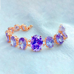 Браслет Джуана фианит светлый аметист покрытие под золото