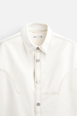 COTTON - LYOCELL TOPSTITCH SHIRT - Zara фото 8
