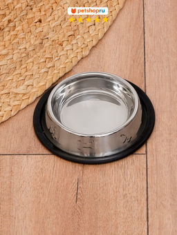 Миска металлическая "Paws&Bones", с прорезиненным дном,235 мл AEDBNTWE - 01